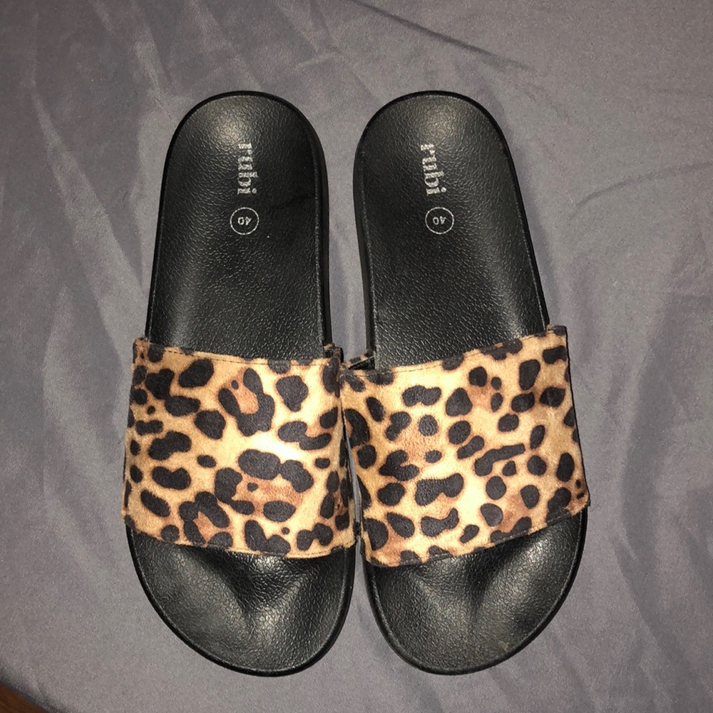 Leopard print slides